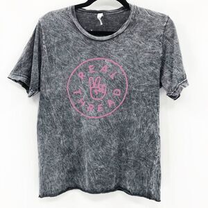 Real Thread Women's Gray Distressed Acid Wash Basic Tee‎ T Shirt Size S